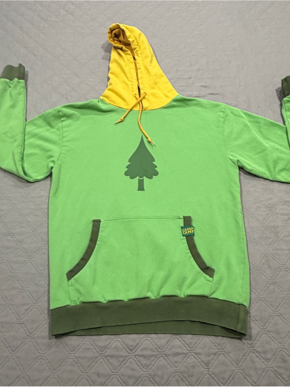 Official Rooster Teeth Camp Camp David Green Hoodie Size M Faded/Staine
